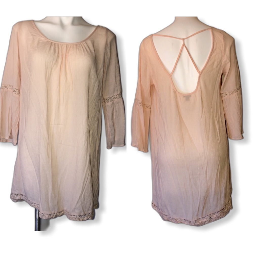 Aerie Bell Sleeve Blush Shift Dress-Sz S